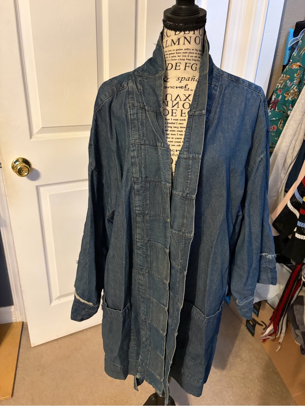 Soft Surroundings Washed Blue Denim Kimono Jacket